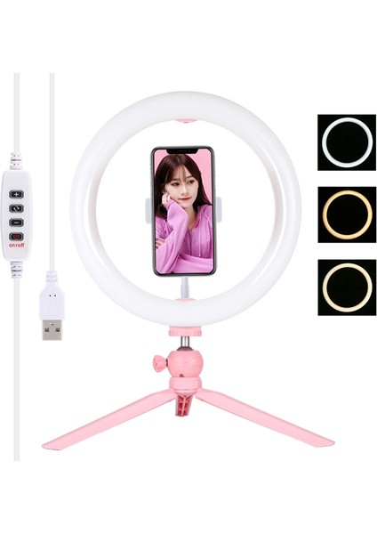 10.2 Inç 26CM Işık + Masaüstü Tripod Montajı - Pembe (Yurt Dışından)