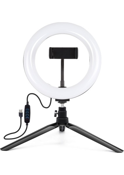 7.9 Inç 20 cm Işık + Masaüstü Tripod Montajı - Siyah (Yurt Dışından)