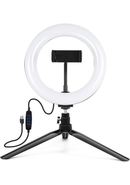 7.9 Inç 20 cm Işık + Masaüstü Tripod Montajı - Siyah (Yurt Dışından)