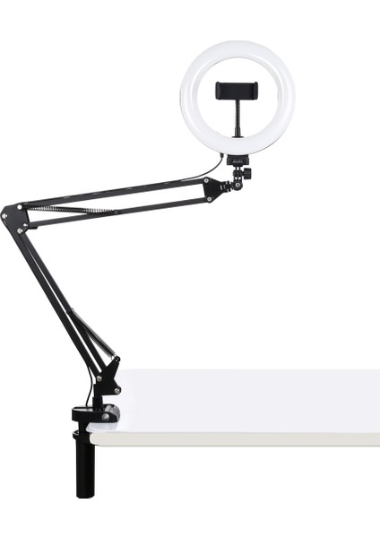 7.9 Inç 20 cm Halka Kavisli Işık + Masaüstü Kol Standı - Siyah (Yurt Dışından)