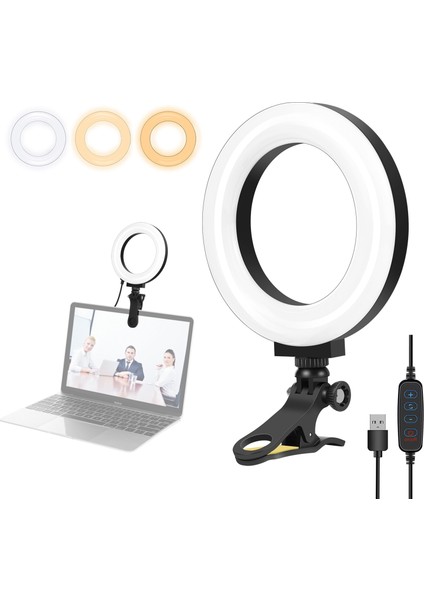 4.7 Inç 12 cm Halka Sfie Işık + Monitör Klibi - Siyah (Yurt Dışından)