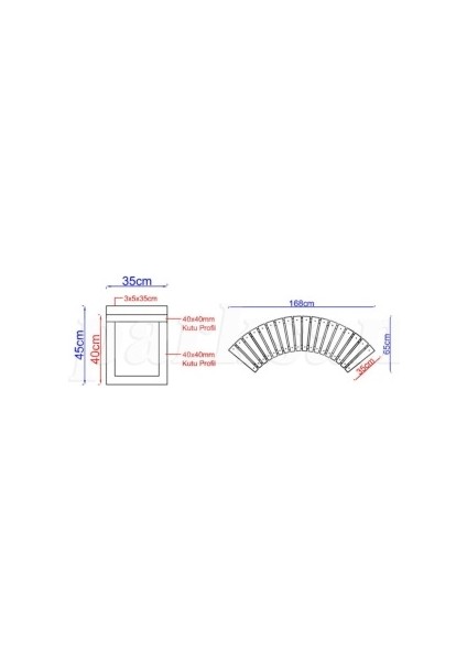 Oser Dış Ticaret 70693 - Metal Oval Bank 168(L)X35(W)X45(H)