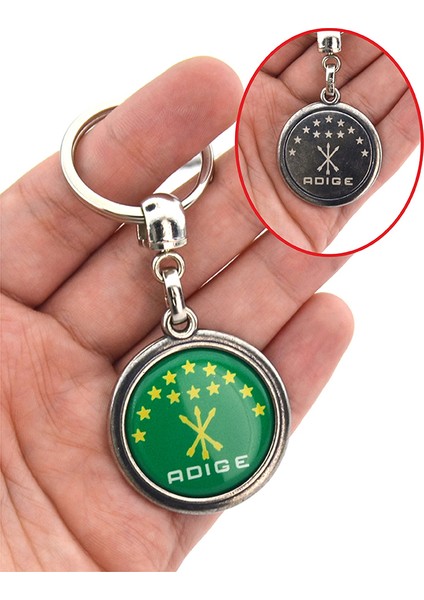 Adige Çerkes Bayrak Yuvarlak Damla Anahtarlık indirimleri