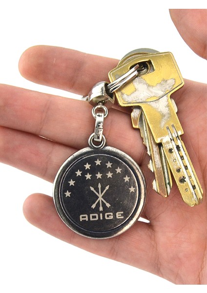 Adige Çerkes Bayrak Yuvarlak Damla Anahtarlık