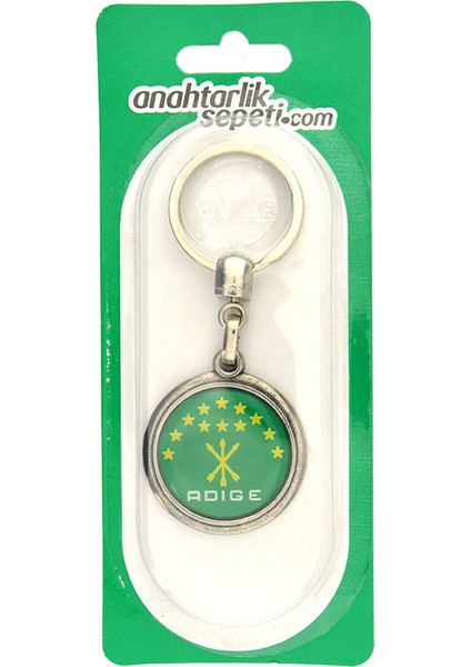 Adige Çerkes Bayrak Yuvarlak Damla Anahtarlık