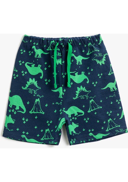 Dinozor Baskılı Şort Beli Bağlamalı