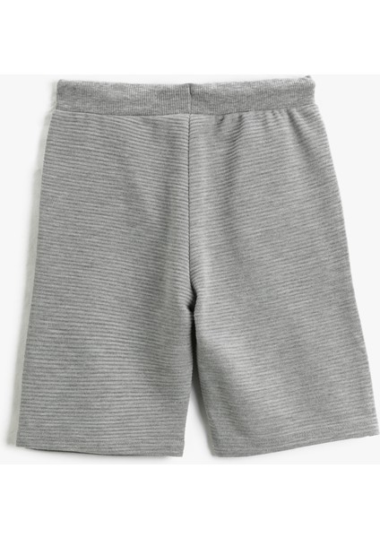 Beli Bağlamalı Şort Cepli Baskı Detaylı Pamuklu