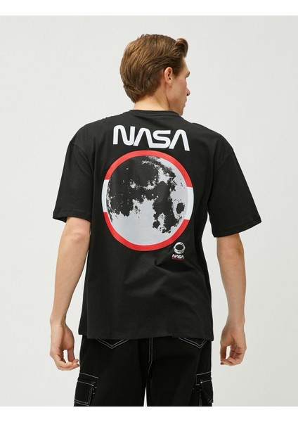 Nasa Oversize Tişört Sırt Baskılı Bisiklet Yaka Lisanslı
