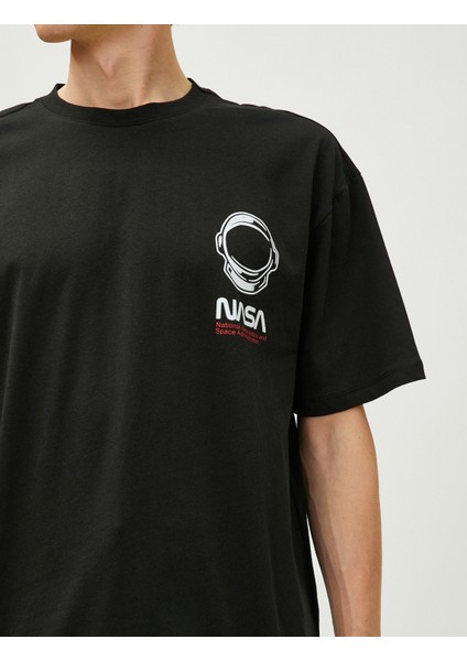Nasa Oversize Tişört Sırt Baskılı Bisiklet Yaka Lisanslı