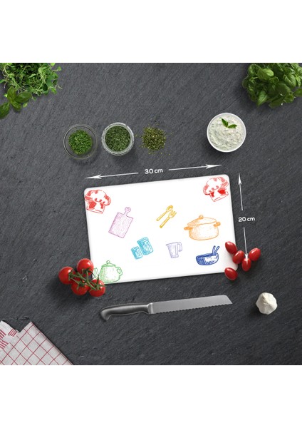 Renkli Tahta | Cam Kesme Tahtası - Cam Kesme Tablası | Beyaz Fon | 20cm x 30cm fiyatları