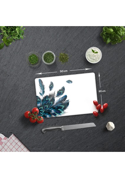 Plumas Desen | Cam Kesme Tahtası-Cam Kesme Tablası | 20cm x 30cm fiyatları