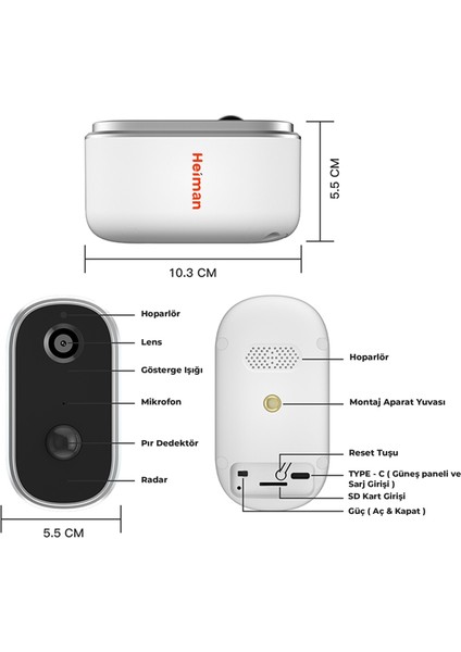 HM-540 Dahili Bataryalı Dış Ortam Solar Akıllı Wifi Kamera -App Kontrol-