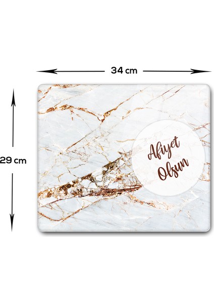 Afiyet Olsun | Gold Detaylı Mermer Görünümlü | Cam Kesme Tablası | 29 cm x 34 cm fırsatları