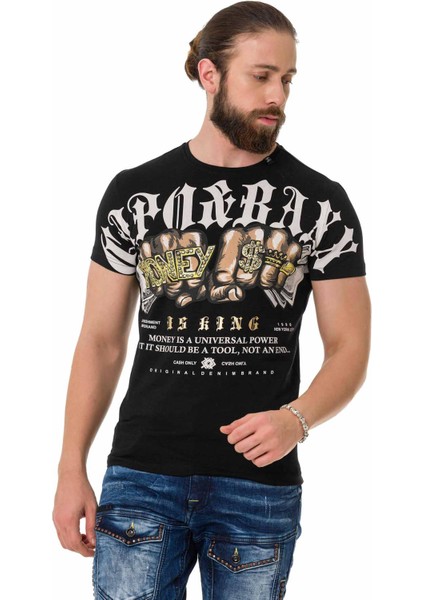 CT714 Gang Style Basic Siyah Tişört
