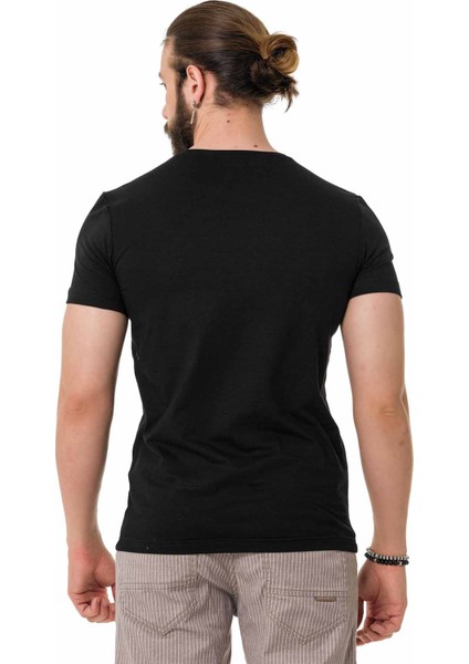 CT736 Parlak Kabartmalı Siyah Tişört fırsatları