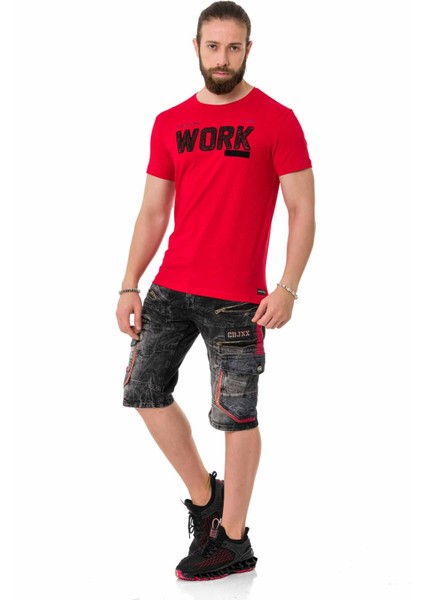 CT734 Parça Dolgu Kabartma Kırmızı Tişört indirimleri