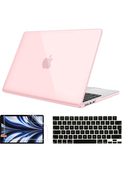 Apple MacBook Pro 2021 M1 14.2 Inc A2442 Uyumlu Parlak Kılıf + Siyah Klavye Kılıfı + Film