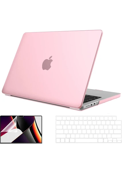 Novstrap Apple MacBook Pro 2021 M1 14.2 Inc A2442 Uyumlu Parlak Alt Üst Kılıf + Klavye Kılıfı + Film