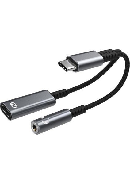 USB Tipi C Kulaklık Adaptörü USB C Pd 3.0 Cep Telefonları Gri Için Hızlı Şarj (Yurt Dışından)