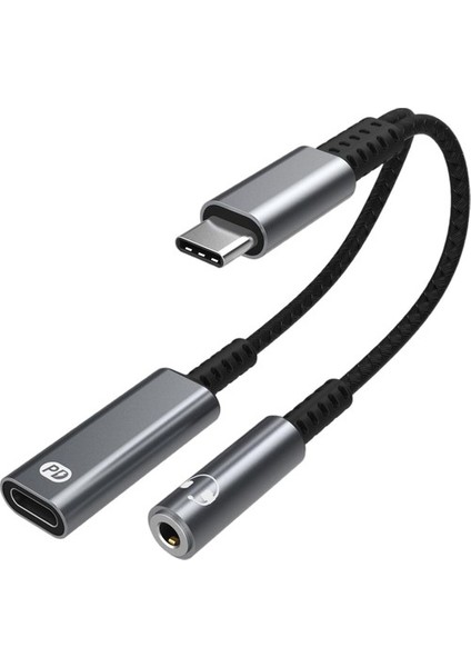 USB Tipi C Kulaklık Adaptörü USB C Pd 3.0 Cep Telefonları Gri Için Hızlı Şarj (Yurt Dışından)