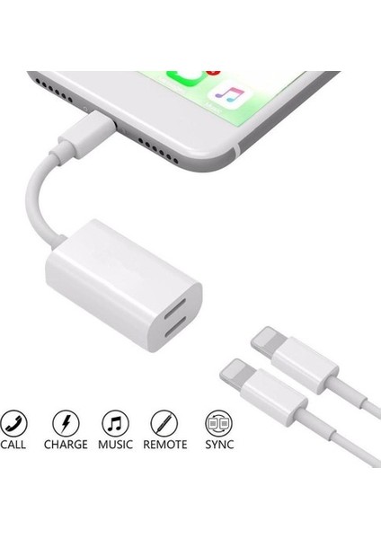 Kulaklık Ses ve Şarj Kablosu Splitter Adaptörü iphone 7 8 Artı Beyaz Için (Yurt Dışından)
