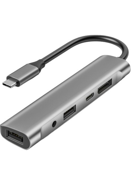 Slim 5 In 1 USB C Hub 480MBPS USB 2.0 60W Pd Şarj Cihazı Masaüstü Mikrofon (Yurt Dışından)