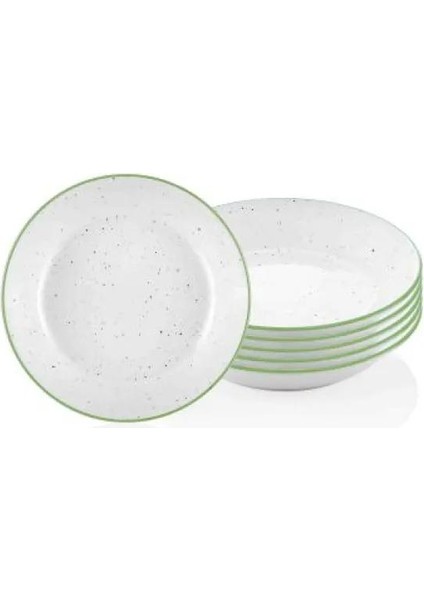 The Mia Dots Yemek Tabağı 6lı Set Yeşil 20 Cm Mst367