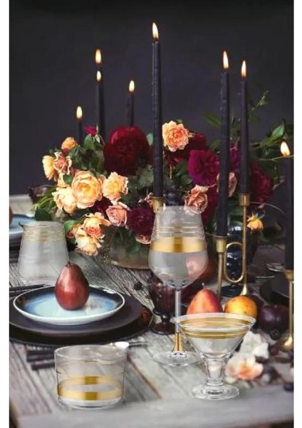 Lines Şarap Kadehi 6 Lı Set - Gold Msba0106