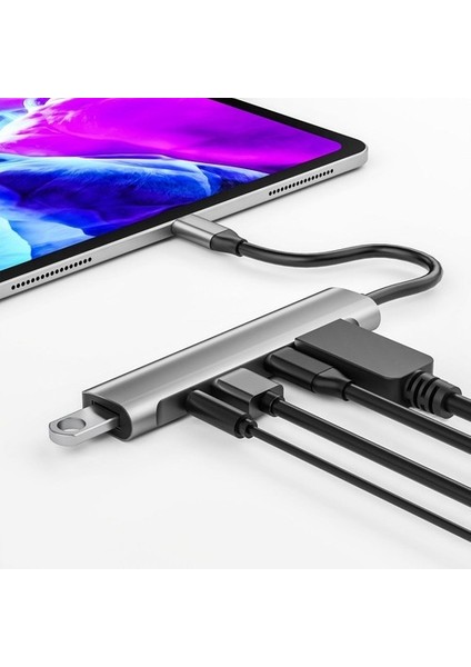 Slim 5 In 1 USB C Hub 480MBPS USB 2.0 60W Pd Şarj Cihazı Masaüstü Mikrofon (Yurt Dışından)