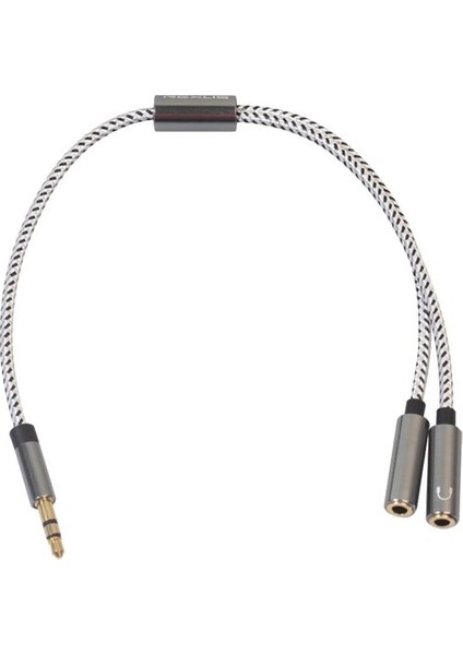 3,5 Mm. Erkek Ila Çift Dişi Stereo Aux Kulaklık Ses Ayırıcı Kablo Gri (Yurt Dışından) fiyatları