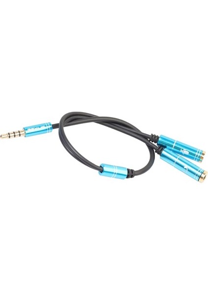 3,5 Mm. Aux Audio Mic Splitter Kablo Kulaklık Adaptörü Erkek 2 Kadın Gökyüzü Mavisi (Yurt Dışından)