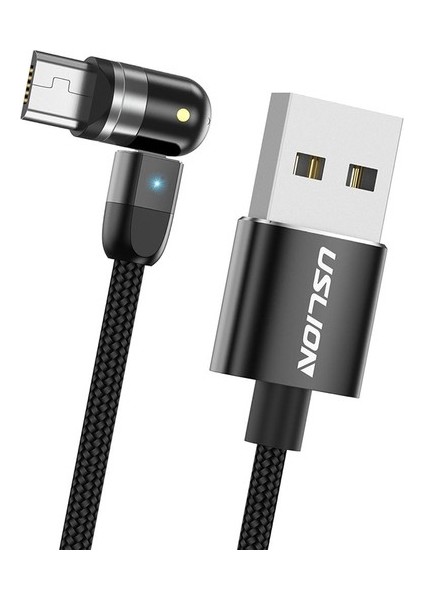 540 Manyetik Şarj USB Kablosu 360 180 Siyah 0.5 M Mikro USB (Yurt Dışından)