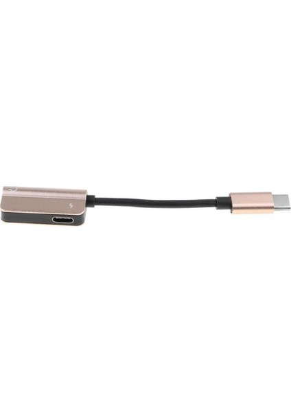 USB Tip-C Ila 3.5mm Aux Kulaklık Ses ve Şarj Ayırıcı Dönüştürücü Kablosu Gül Altın (Yurt Dışından)
