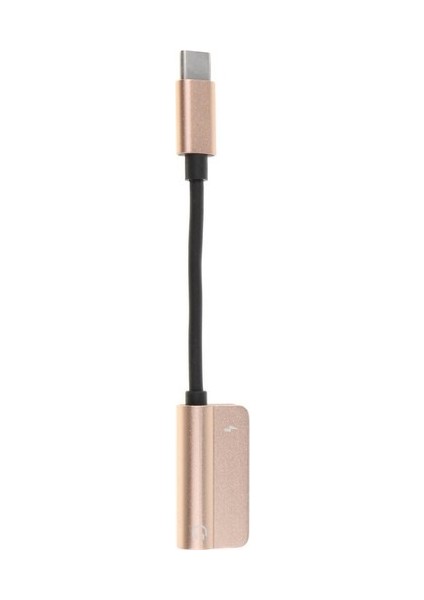 USB Tip-C Ila 3.5mm Aux Kulaklık Ses ve Şarj Ayırıcı Dönüştürücü Kablosu Gül Altın (Yurt Dışından)