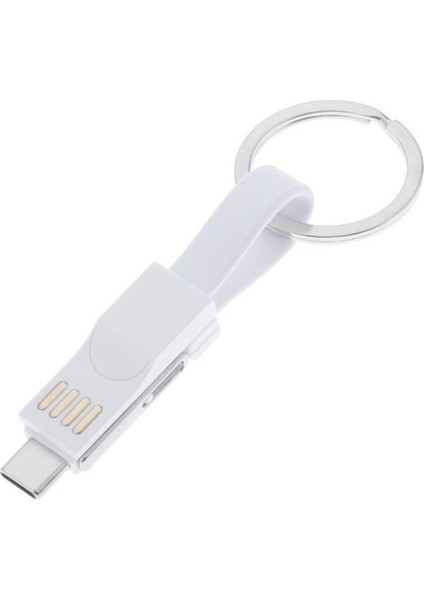 Mini Anahtarlık USB Kablo Mikro Tipi Veri Kablosu Beyaz (Yurt Dışından)