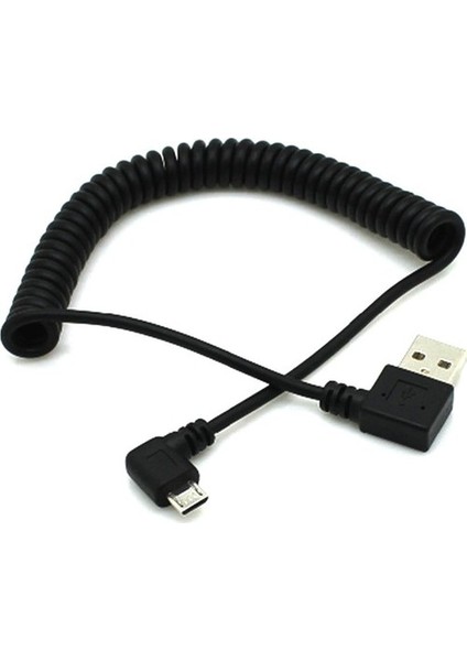 3 Paketler 90 ° Açı USB 2.0 Bir Erkek Mikro B Sync Şarj Bahar Kablosu (Yurt Dışından)