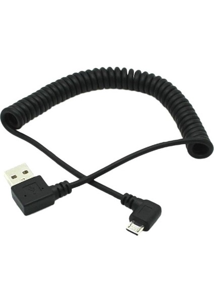 3 Paketler 90 ° Açı USB 2.0 Bir Erkek Mikro B Sync Şarj Bahar Kablosu (Yurt Dışından)
