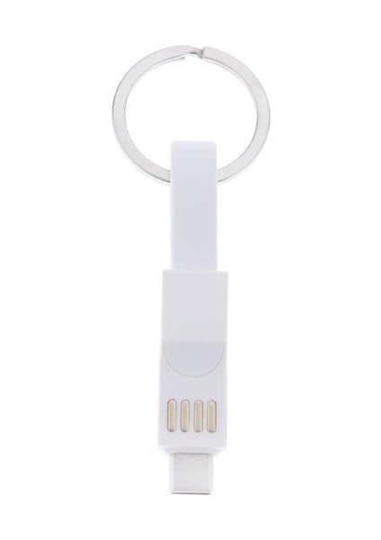 Mini Anahtarlık USB Kablo Mikro Tipi Veri Kablosu Beyaz (Yurt Dışından)