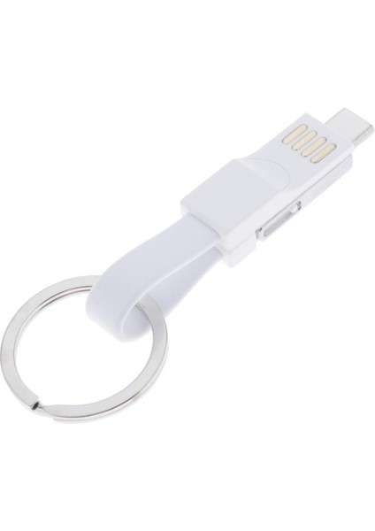 Mini Anahtarlık USB Kablo Mikro Tipi Veri Kablosu Beyaz (Yurt Dışından)