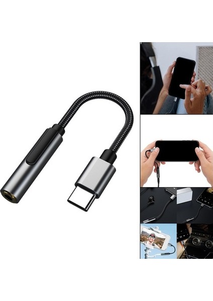 USB C Için 3.5mm Jack Adaptörü Tip C A 3.5mm Uzatma Aux Kablosu Dizüstü Bilgisayar Siyah Için (Yurt Dışından)