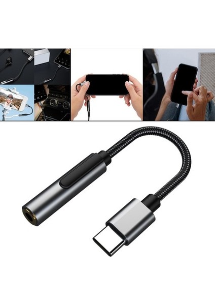 USB C Için 3.5mm Jack Adaptörü Tip C A 3.5mm Uzatma Aux Kablosu Dizüstü Bilgisayar Siyah Için (Yurt Dışından)