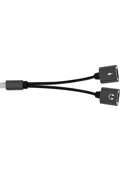 7 8 Artı Siyah Için 2 x Ayırıcı Adaptörü ve Şarj Kablosu (Yurt Dışından)