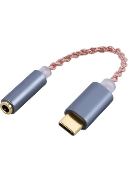 3.5 USB Tip C Ila 3.5mm Adaptör Uzatma Konektörü Kablosu Pc Dizüstü Bilgisayar Gri (Yurt Dışından)