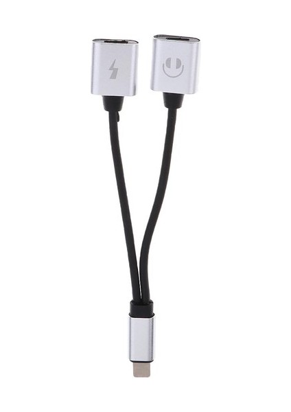 Taşınabilir Çift Jack Kulaklık Ses Şarj Adaptörü iPhone Gümüş Için (Yurt Dışından)