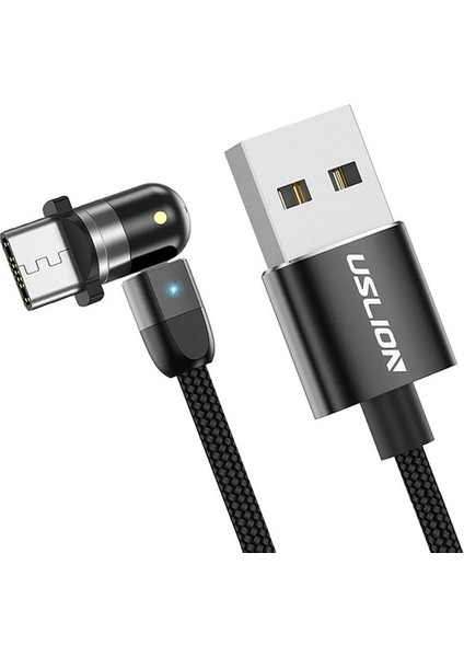 360 ° ve 180 ° Örtülü Şarj USB Kablosu Mikro Telefon Siyahı 0.5m Type-C (Yurt Dışından)