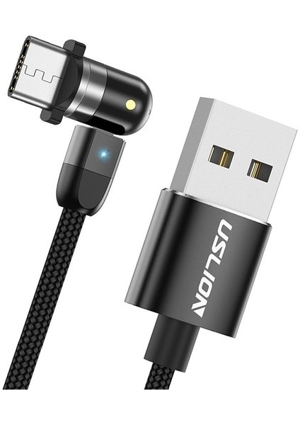 360 ° ve 180 ° Örtülü Şarj USB Kablosu Mikro Telefon Siyahı 0.5m Type-C (Yurt Dışından)