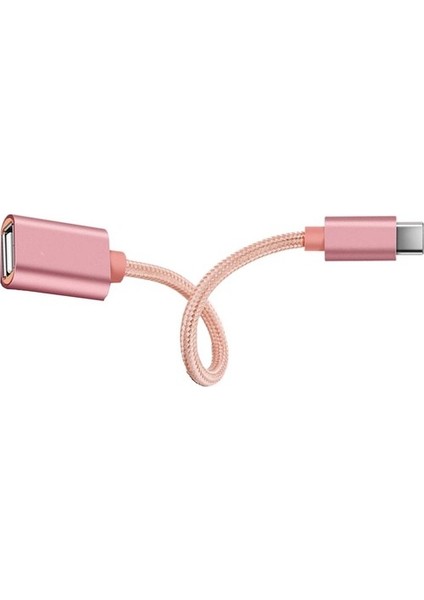Tip-C Usb-C Otg Kablosu, Usb-C M'ye Usb2.0 Tipi-A Kadın Adaptörü Gül Kırmızı (Yurt Dışından)