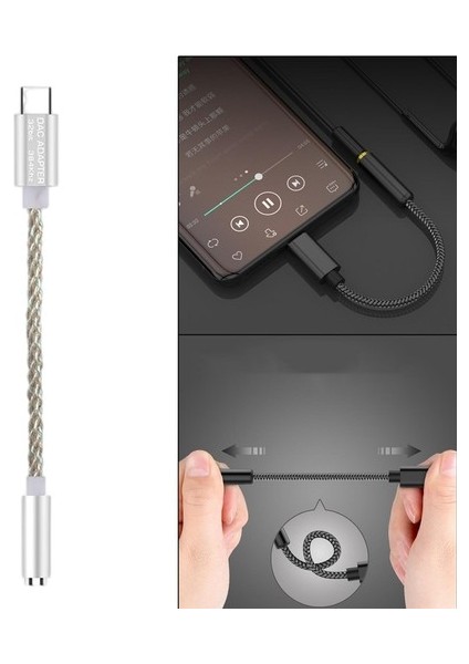 USB C Ila 3.5mm USB C Mıc Jack Harici Ses Adaptörü Gümüş Bakır Hattı (Yurt Dışından)