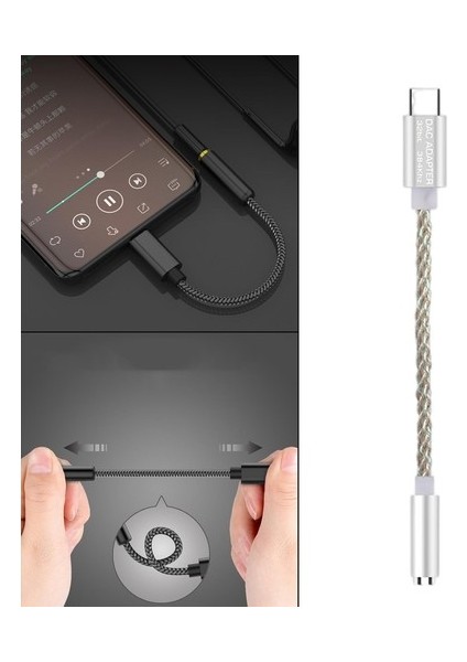 USB C Ila 3.5mm USB C Mıc Jack Harici Ses Adaptörü Gümüş Bakır Hattı (Yurt Dışından)