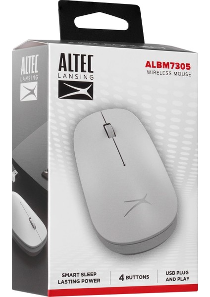 Altec Lansing ALBM7305 Beyaz 2.4ghz USB 1600DPI Alkalin Pilli Kablosuz Mouse